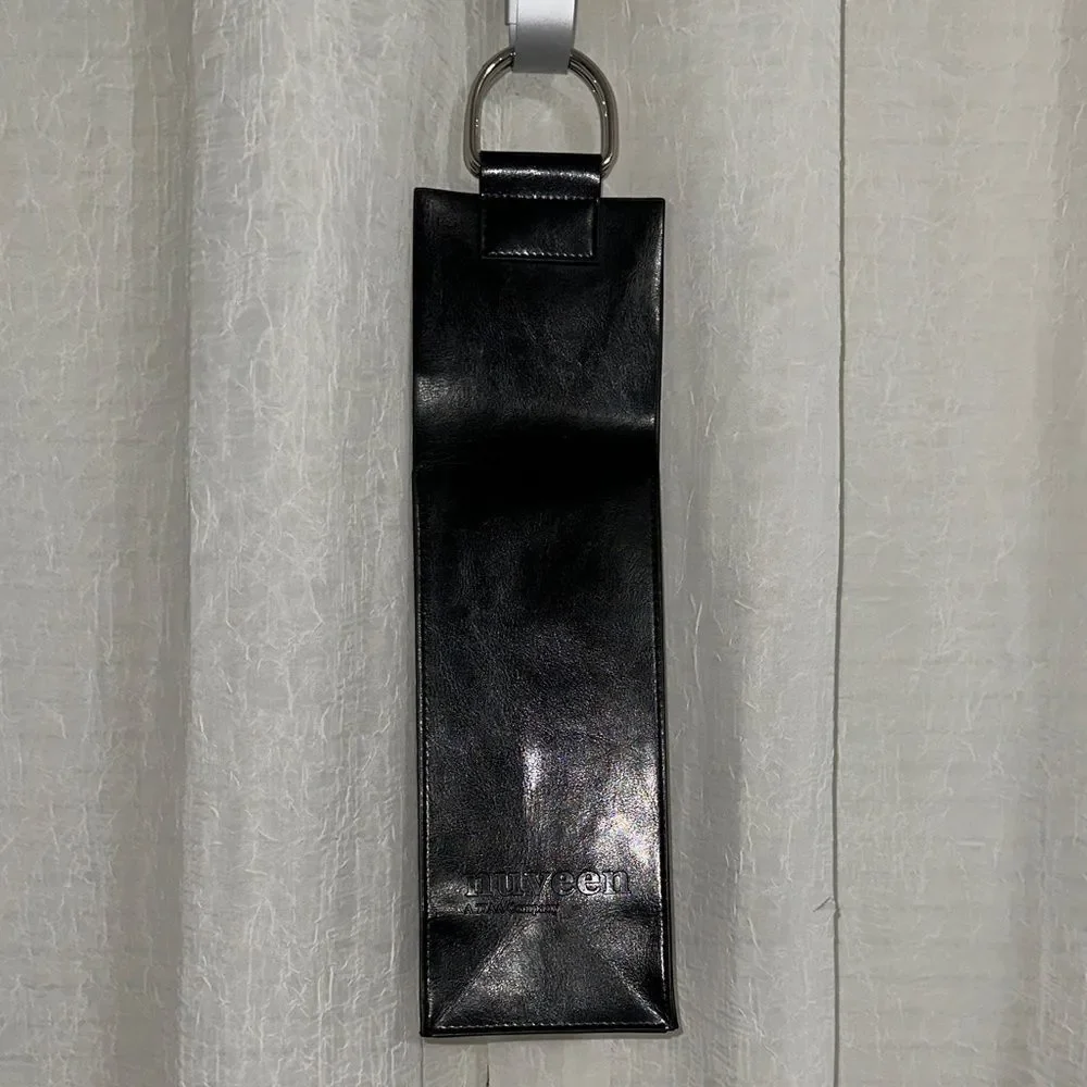 Spector & Co Faux Leather Doh Le D Ring Handle Black Bottle Carrying Case